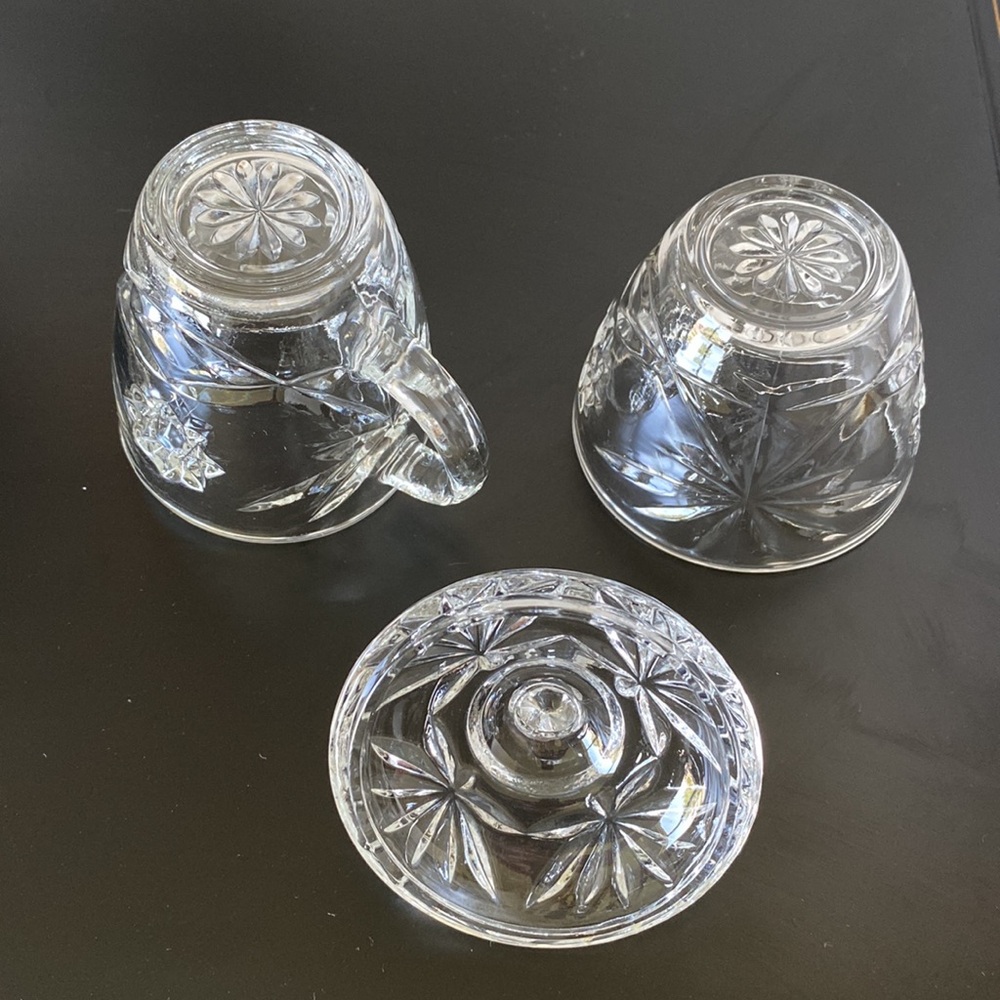 Vintage Anchor Hocking Star Of David Creamer, Sugar Bowl & Serving Tray Set! - Picture 7 of 7